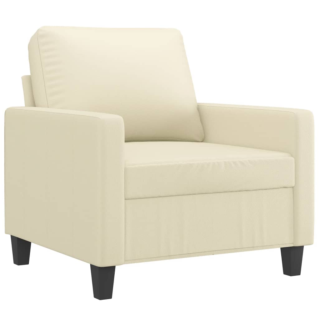 vidaXL 4-tlg. Sofagarnitur mit Kissen Creme Kunstleder
