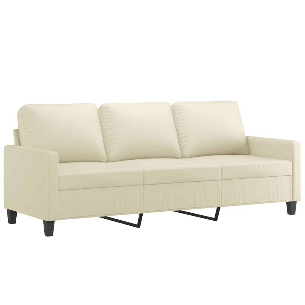vidaXL 4-tlg. Sofagarnitur mit Kissen Creme Kunstleder