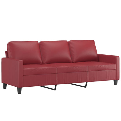 vidaXL 4-tlg. Sofagarnitur mit Kissen Weinrot Kunstleder