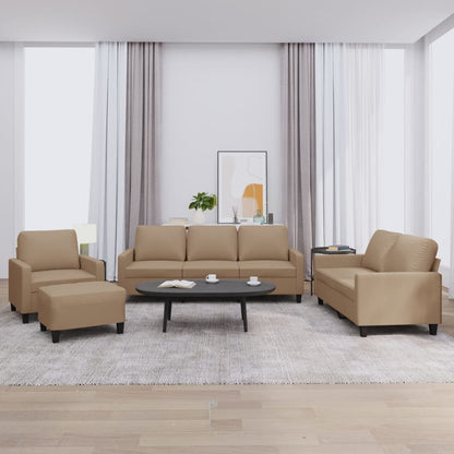 vidaXL 4-tlg. Sofagarnitur mit Kissen Cappuccino-Braun Kunstleder