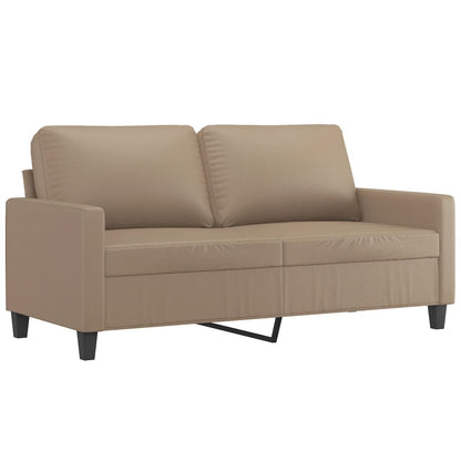 vidaXL 2-tlg. Sofagarnitur mit Kissen Cappuccino-Braun Kunstleder