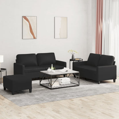 vidaXL Ensemble de canapés 3 pcs avec coussins Similicuir Noir