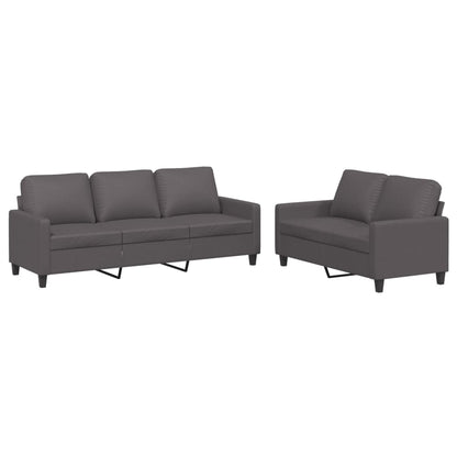 vidaXL Ensemble de canapés 2 pcs avec oreillers Gris Similicuir