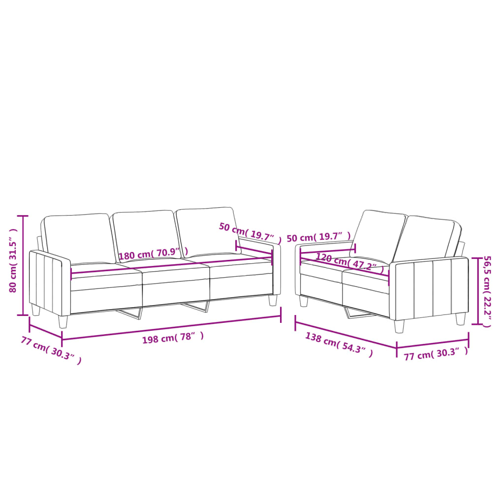 vidaXL Ensemble de canapés 2 pcs avec oreillers Gris Similicuir