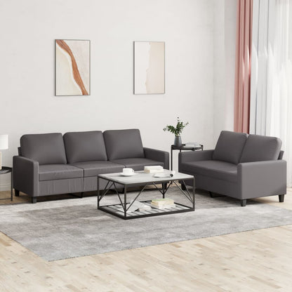 vidaXL Ensemble de canapés 2 pcs avec oreillers Gris Similicuir