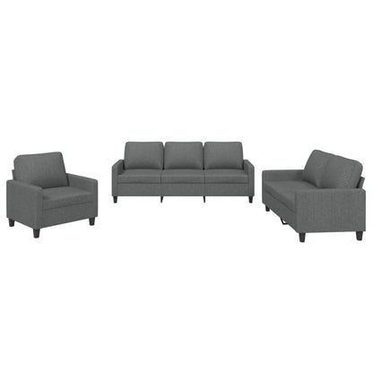 vidaXL Ensemble de canapés 3 pcs avec coussins Tissu Gris foncé