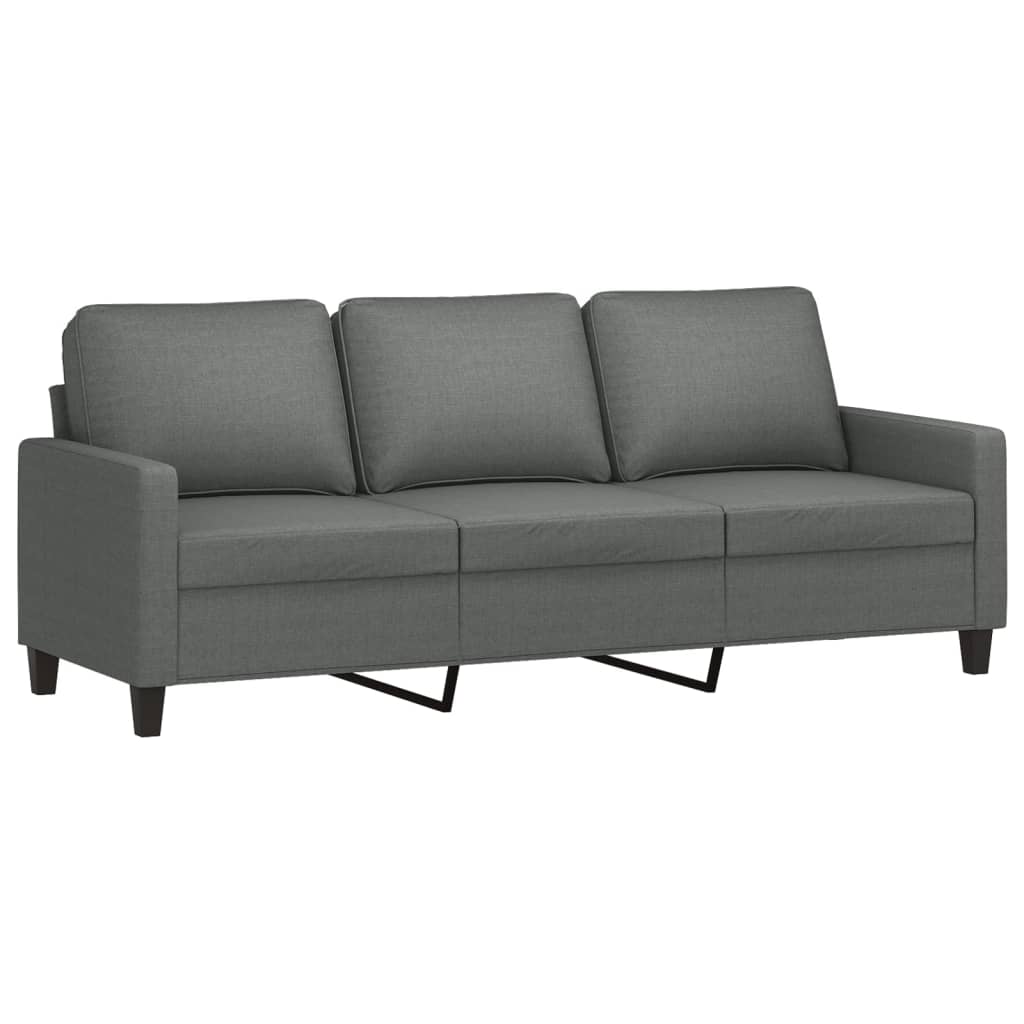 vidaXL Ensemble de canapés 3 pcs avec coussins Tissu Gris foncé