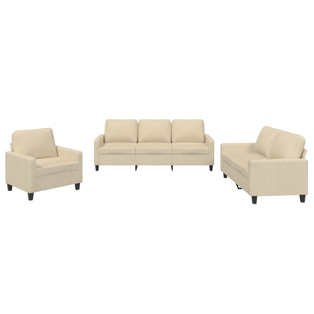 vidaXL Ensemble de canapés 3 pcs avec coussins Crème Tissu