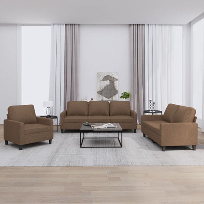 vidaXL Ensemble de canapés 3 pièces avec coussins Tissu Marron