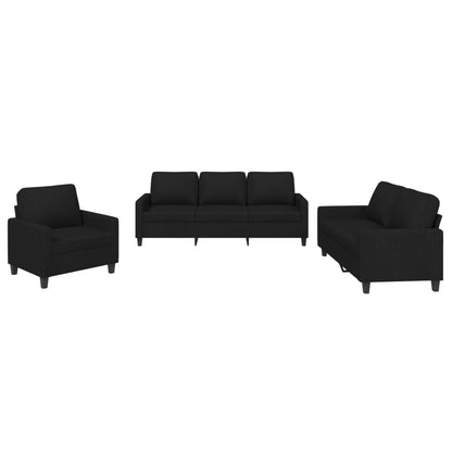 vidaXL Ensemble de canapés 3 pcs avec coussins Tissu Noir