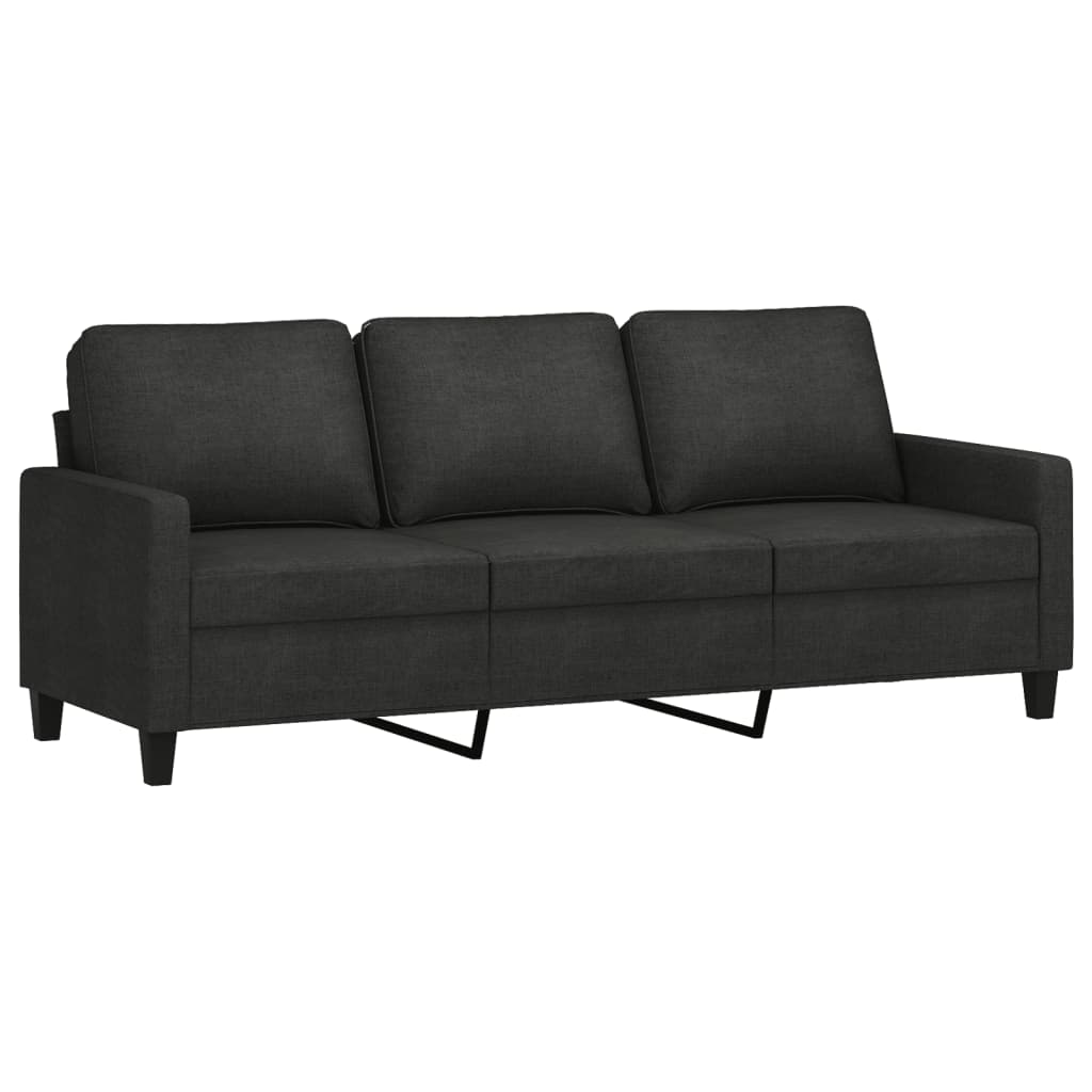 vidaXL Ensemble de canapés 3 pcs avec coussins Tissu Noir