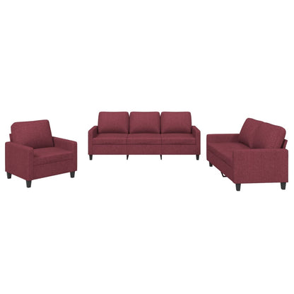 vidaXL Ensemble de canapés 3 pièces avec coussins Tissu Rouge bordeaux