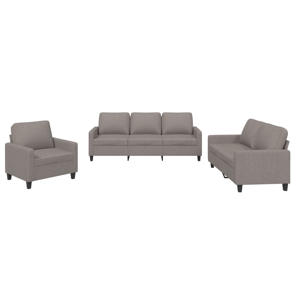 vidaXL 3-tlg. Sofagarnitur mit Kissen Taupe Stoff