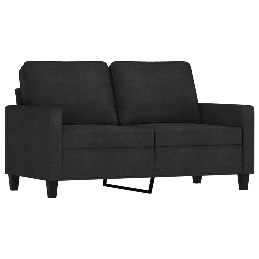 vidaXL 4-tlg. Sofagarnitur mit Kissen Schwarz Stoff