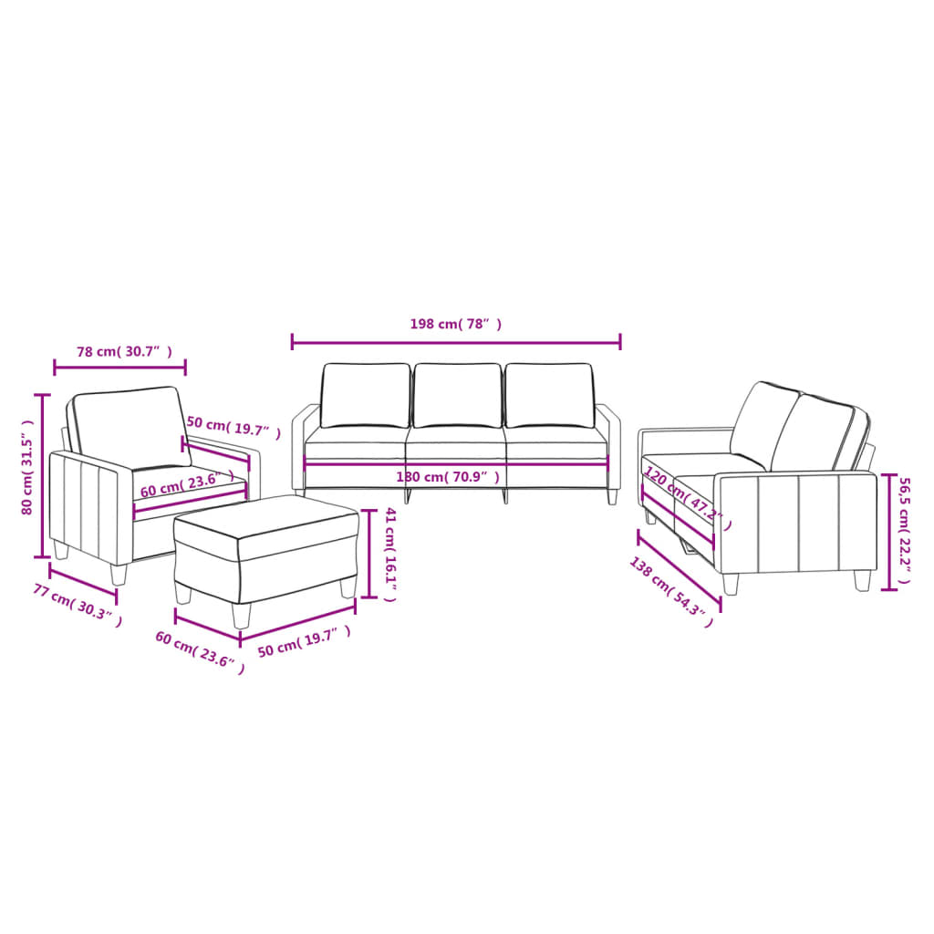 vidaXL Ensemble de canapés 4 pièces avec coussins Tissu Taupe
