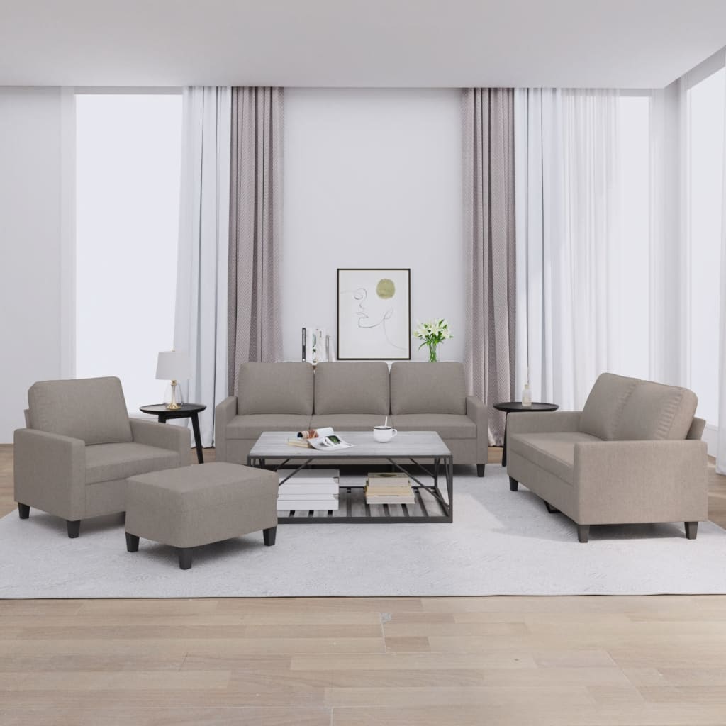 vidaXL Ensemble de canapés 4 pièces avec coussins Tissu Taupe