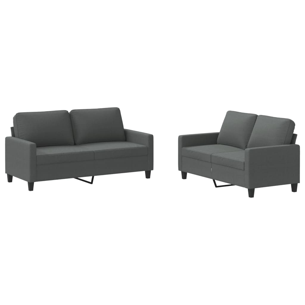 vidaXL Ensemble de canapés 2 pièces avec coussins Tissu Gris foncé