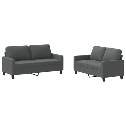 vidaXL Ensemble de canapés 2 pièces avec coussins Tissu Gris foncé