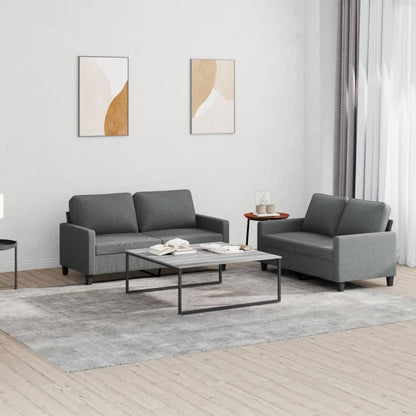 vidaXL Ensemble de canapés 2 pièces avec coussins Tissu Gris foncé