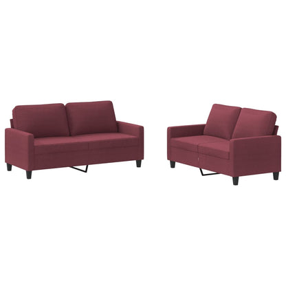 vidaXL Ensemble de canapés 2 pcs avec coussins Tissu Rouge bordeaux