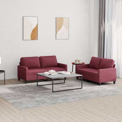 vidaXL Ensemble de canapés 2 pcs avec coussins Tissu Rouge bordeaux