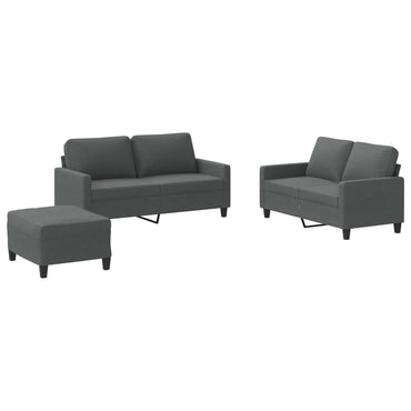 vidaXL 3-tlg. Sofagarnitur mit Kissen Dunkelgrau Stoff