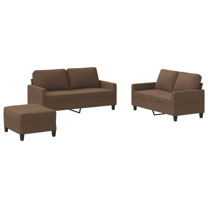 vidaXL Ensemble de canapés 3 pièces avec coussins Tissu Marron