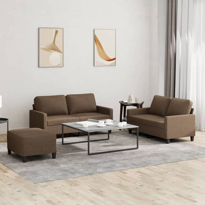 vidaXL Ensemble de canapés 3 pièces avec coussins Tissu Marron