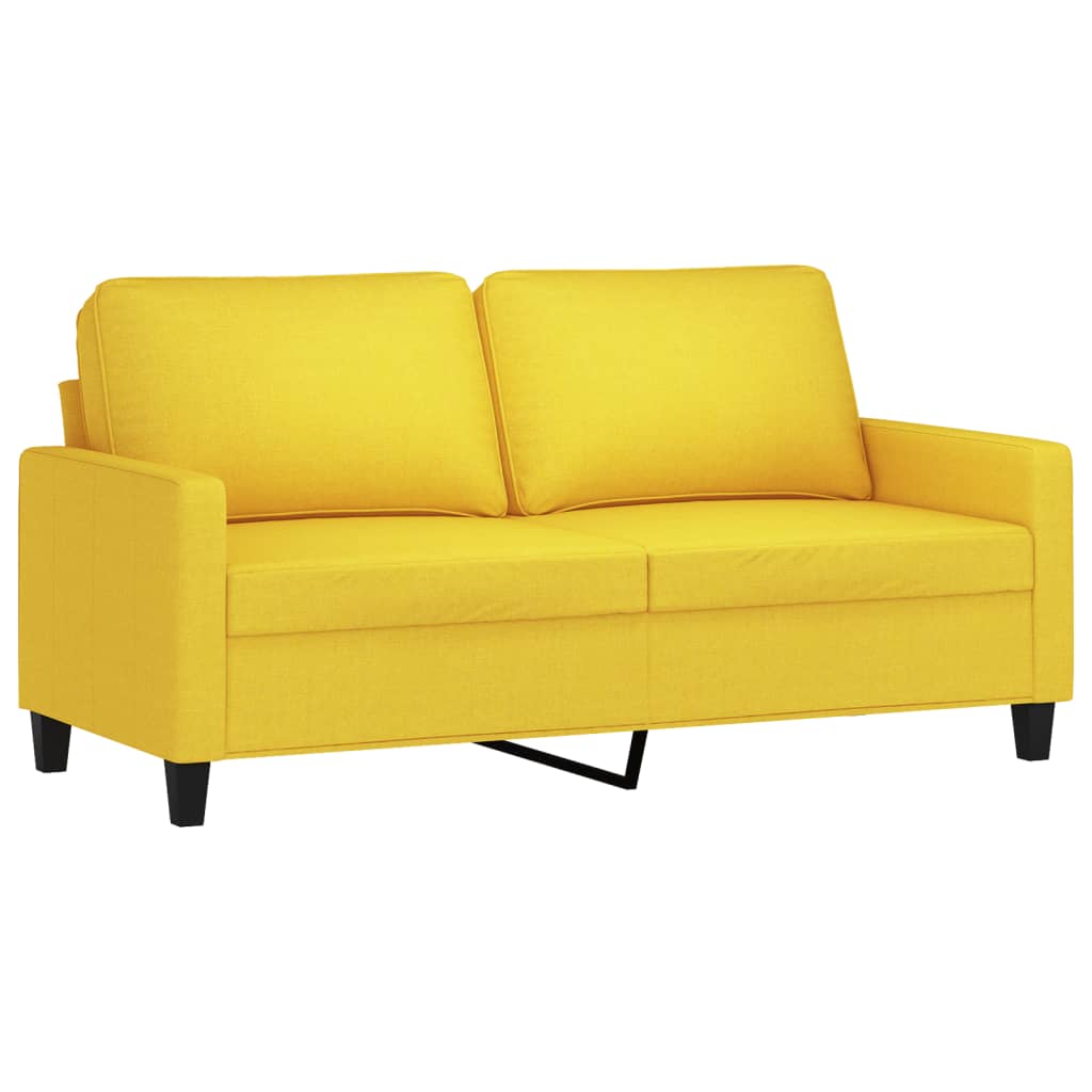 vidaXL Ensemble de canapés 3 pièces avec coussins Jaune clair Tissu