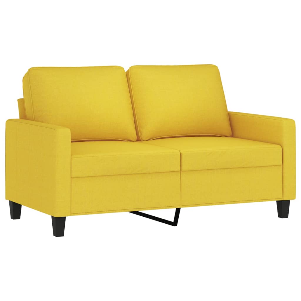vidaXL Ensemble de canapés 3 pièces avec coussins Jaune clair Tissu