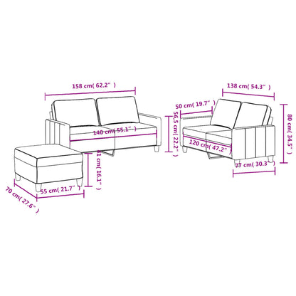 vidaXL Ensemble de canapés 3 pièces avec coussins Jaune clair Tissu