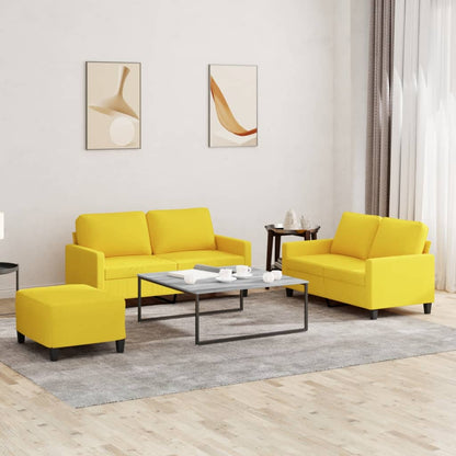 vidaXL Ensemble de canapés 3 pièces avec coussins Jaune clair Tissu