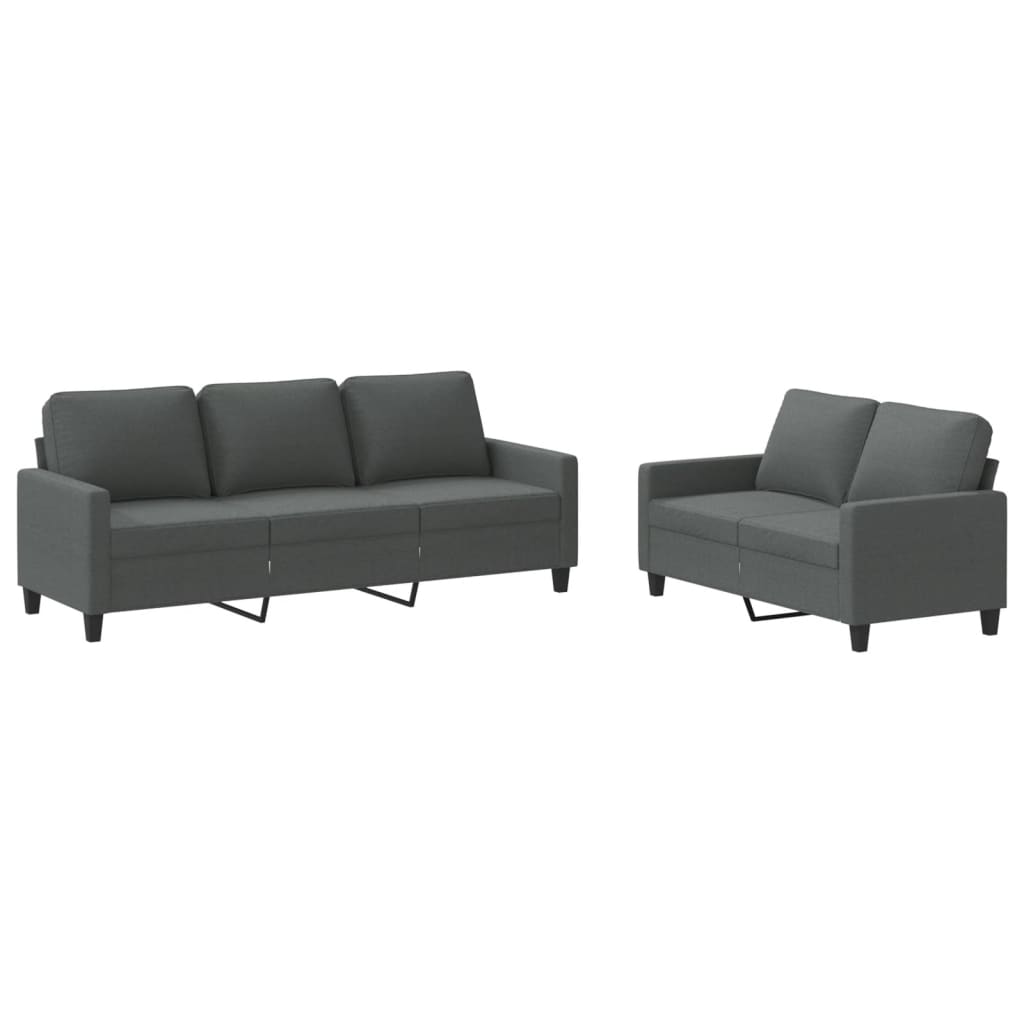 vidaXL Ensemble de canapés 2 pièces avec coussins Tissu Gris foncé