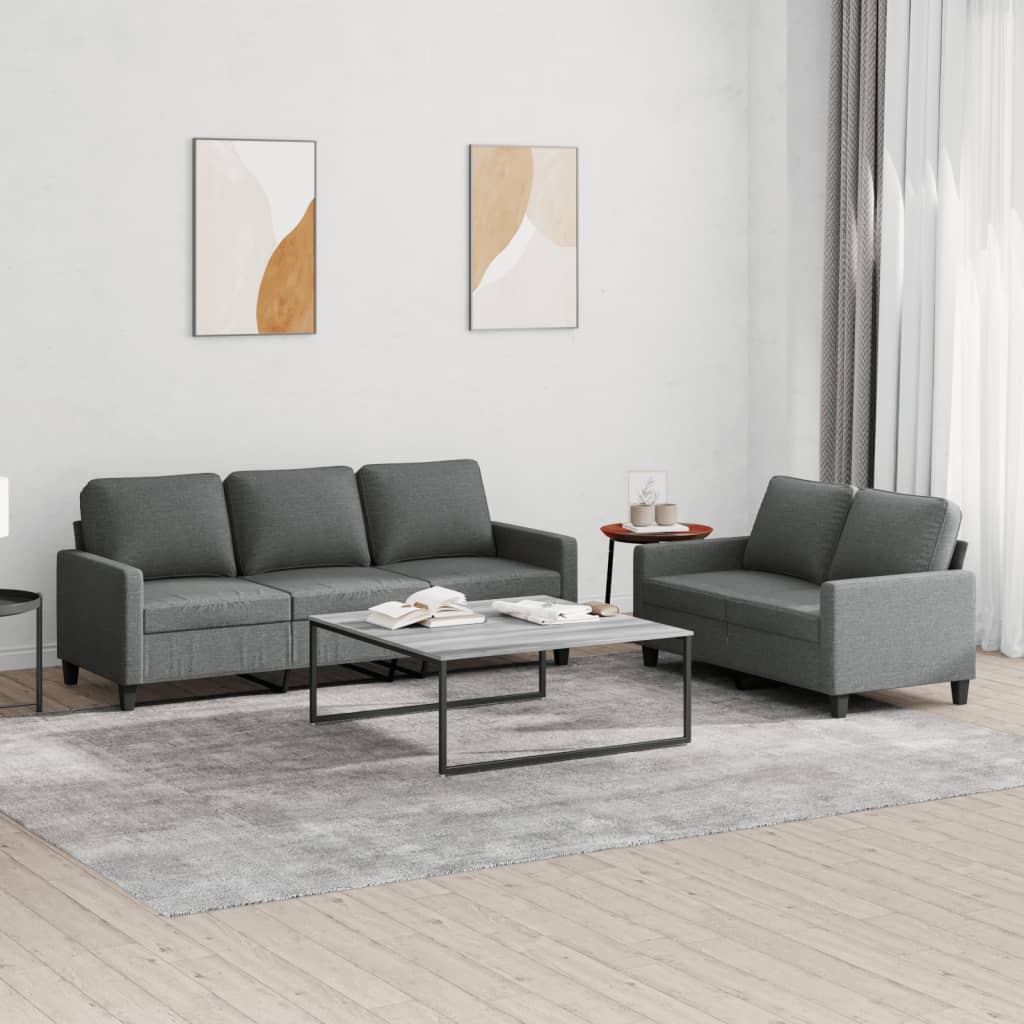 vidaXL Ensemble de canapés 2 pièces avec coussins Tissu Gris foncé