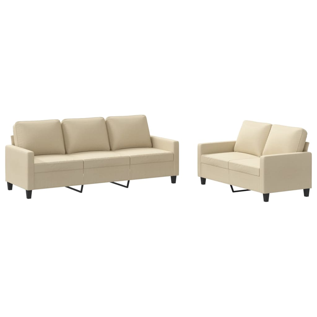 vidaXL Ensemble de canapés 2 pcs avec coussins Tissu Crème