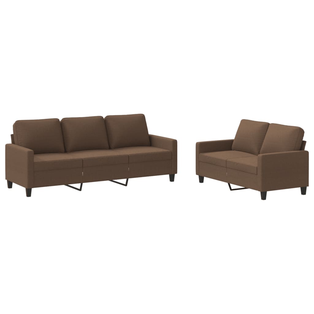 vidaXL 2-tlg. Sofagarnitur mit Kissen Braun Stoff