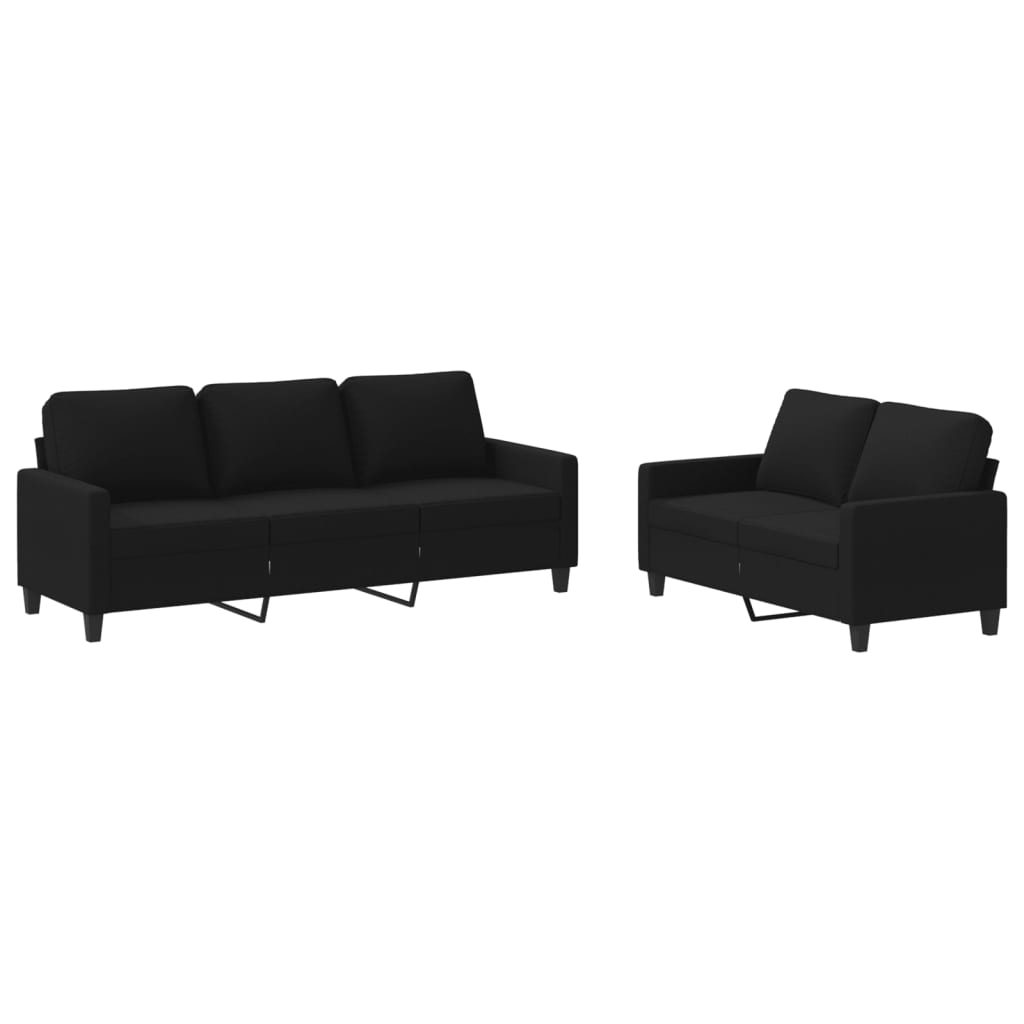 vidaXL Ensemble de canapés 2 pcs avec coussins Tissu noir