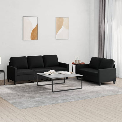 vidaXL Ensemble de canapés 2 pcs avec coussins Tissu noir