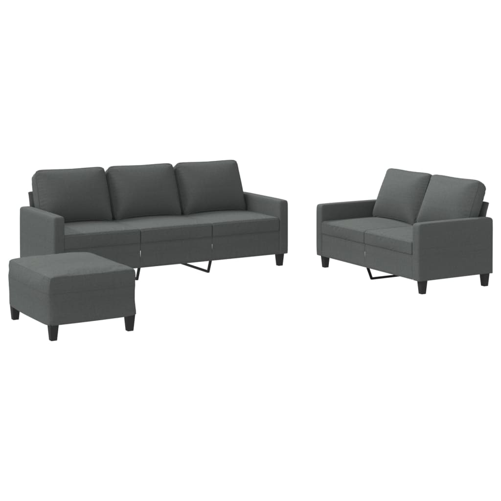 vidaXL Ensemble de canapés 3 pcs avec coussins Tissu Gris foncé