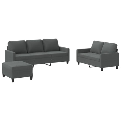vidaXL Ensemble de canapés 3 pcs avec coussins Tissu Gris foncé