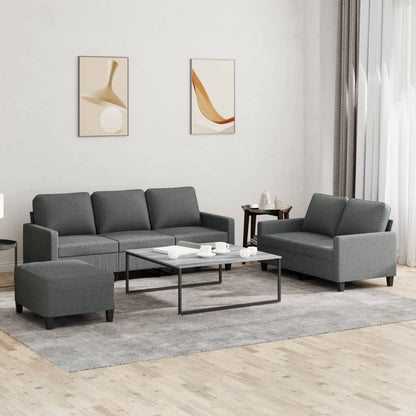 vidaXL Ensemble de canapés 3 pcs avec coussins Tissu Gris foncé