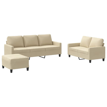 vidaXL Ensemble de canapés 3 pcs avec coussins Crème Tissu