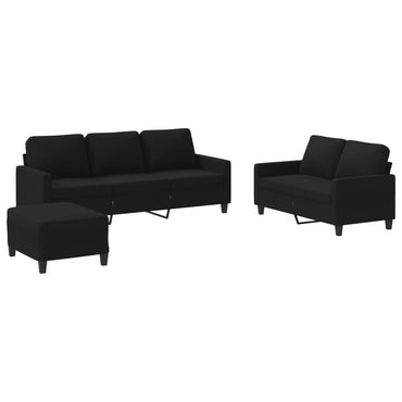 vidaXL Ensemble de canapés 3 pcs avec coussins Tissu Noir