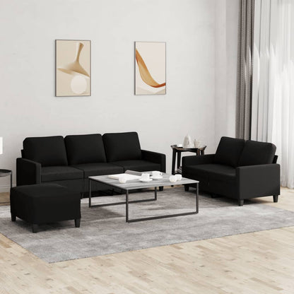 vidaXL Ensemble de canapés 3 pcs avec coussins Tissu Noir