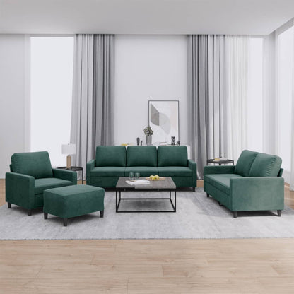 vidaXL Ensemble de canapés 4 pièces avec coussins Velours vert foncé