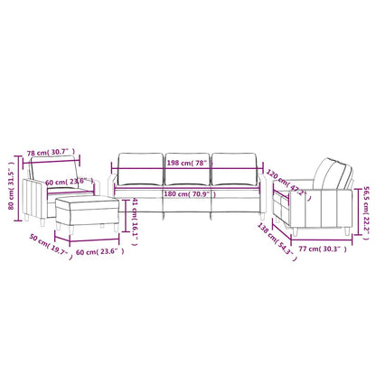vidaXL 4-tlg. Sofagarnitur mit Kissen Braun Samt