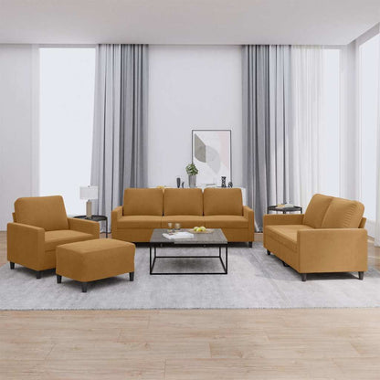 vidaXL 4-tlg. Sofagarnitur mit Kissen Braun Samt