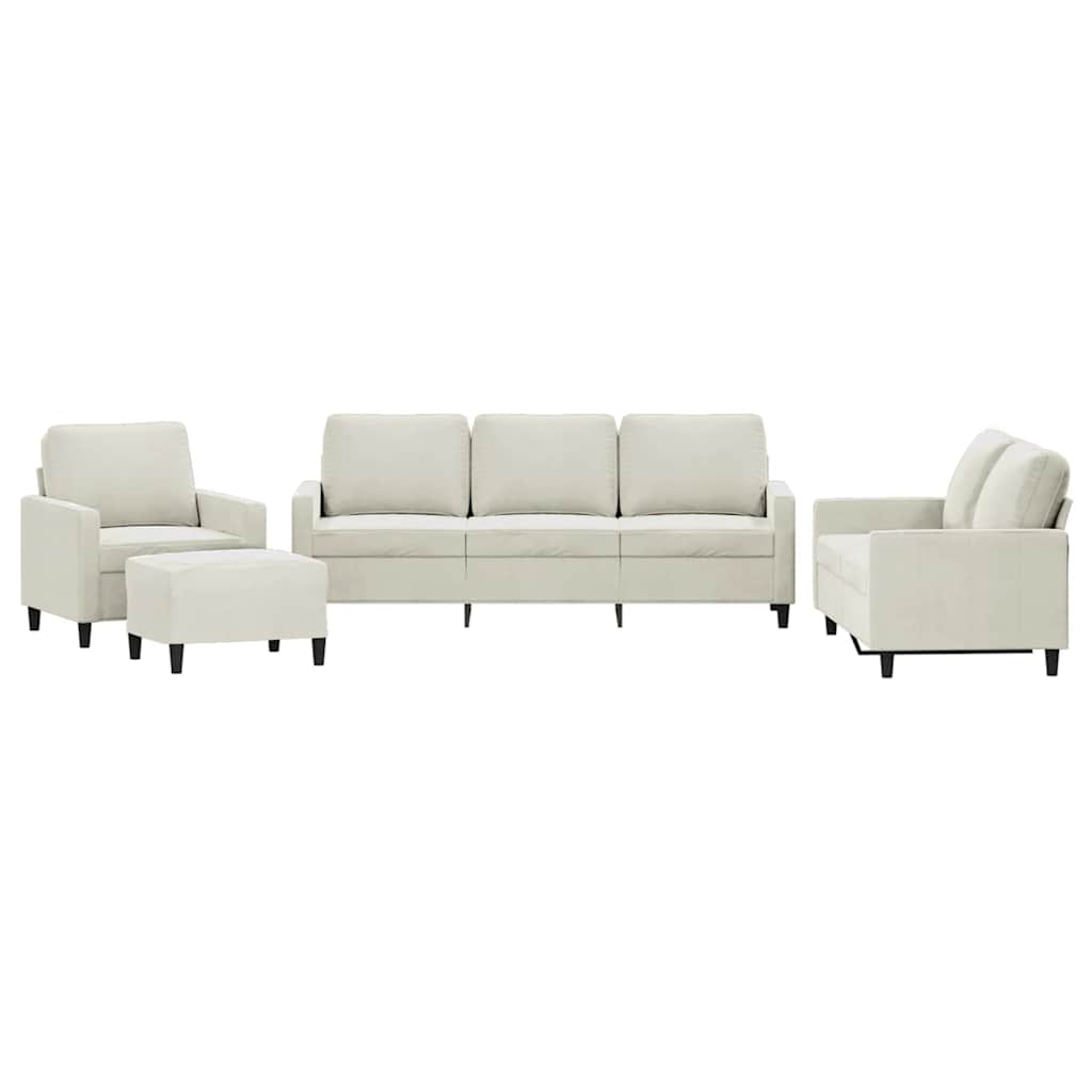 vidaXL 4-tlg. Sofagarnitur mit Kissen Creme Samt