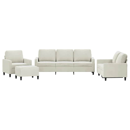 vidaXL 4-tlg. Sofagarnitur mit Kissen Creme Samt