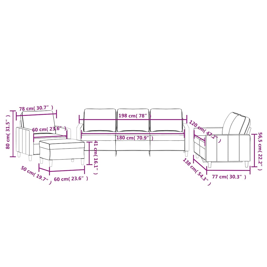 vidaXL 4-tlg. Sofagarnitur mit Kissen Creme Samt